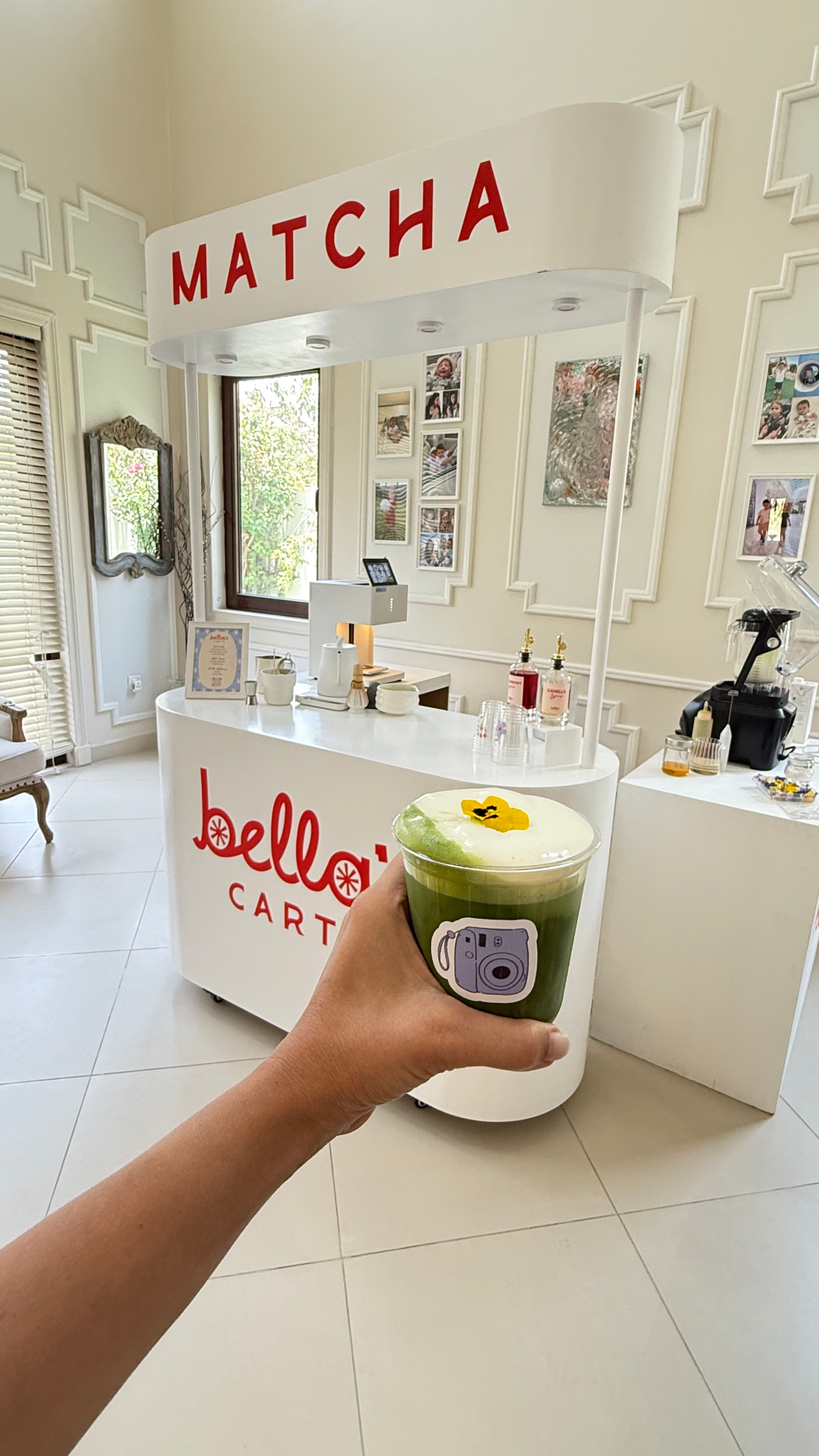 Outdoor coffee cart service by Bella’s Carts during a daytime Dubai event